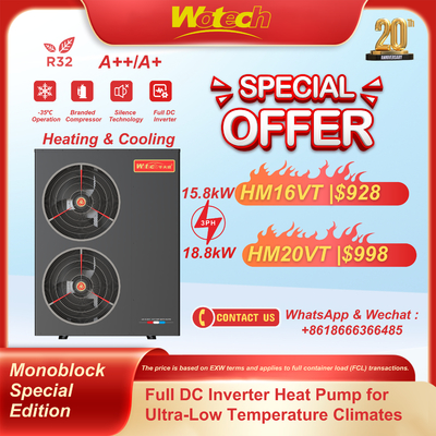 Inverter 380V R32 Monoblocco Special Edition Pompa di Calore per Riscaldamento e Raffreddamento -35℃ operatività